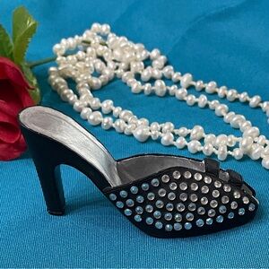 Mini Elegant Black Studded Women's Heels